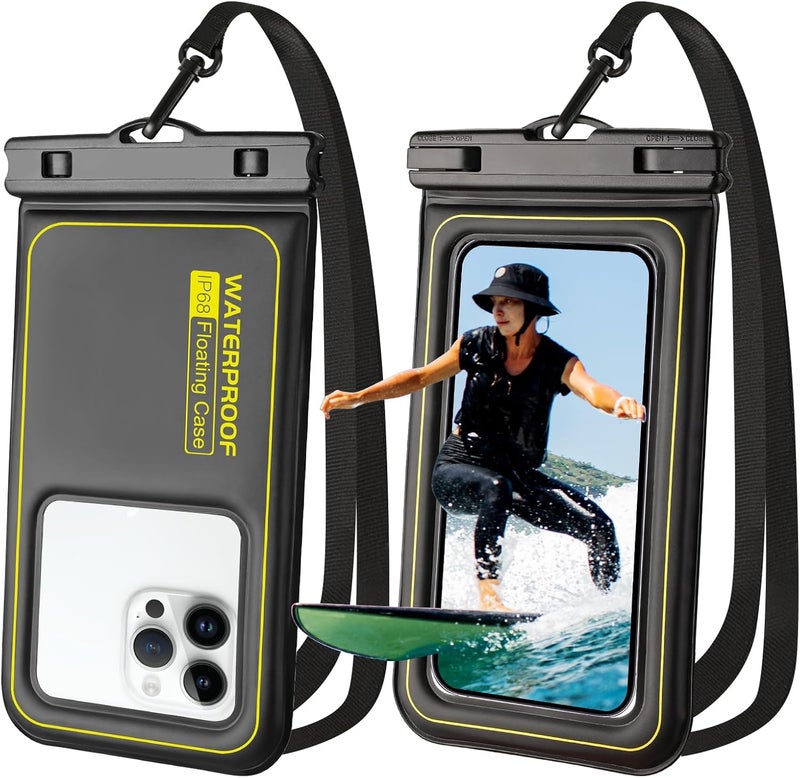 Razobws Waterproof Phone Pouch 2 Pack, IP68 Floating Waterproof Phone Case, Up to 8.3" Dry Bag for iPhone 17 16 15 14 13 Pro Max Samsung S25 Ultra S24 S23, Kayak/Beach/Cruise Travel Essentials Black - Image 1